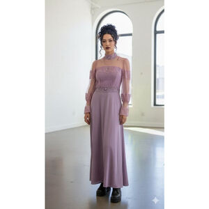 Vintage 80s Lavender Lace Bridesmaid Gown | Romantic Victorian Revival